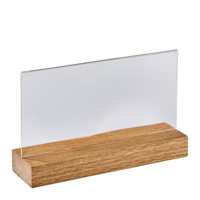 Espositore acrilico con base in legno formato orizzontale | null | 1/3 A4