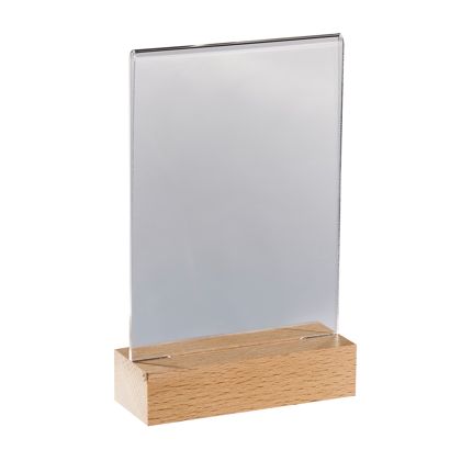 Espositore acrilico con base in legno formato verticale | null | A6