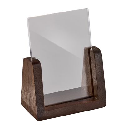 Espositore da tavolo legno ‘LignoLine’ A7 - 74 x 105 mm  | formato verticale  | acrilico (PMMA)|legno di noce 