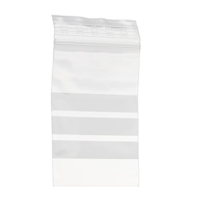 Sacchetti con chiusura ZIP con bande di scrittura, plastica PE 70 x 100 mm | 50 µm