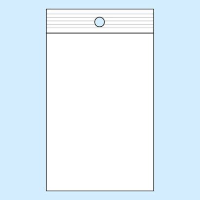 Sacchetti con chiusura ZIP con foro rotondo, plastica PE 80 x 120 mm