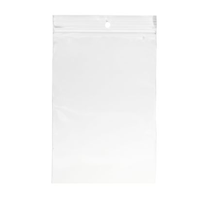 Sacchetti con chiusura ZIP con foro rotondo, plastica PE 100 x 150 mm