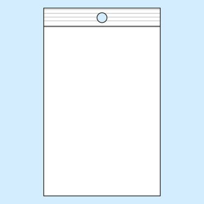 Sacchetti con chiusura ZIP con foro rotondo, plastica PE 120 x 170 mm