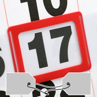 Segnagiorno per calendario, finestra a fessura, con cordino elastico annodato 