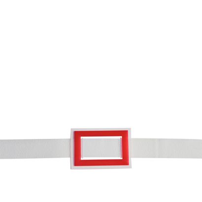 Segnagiorno per calendari, rosso, con cordino elastico e capicorda metallico, finestrella con fessura stampata SP1, 16 x 27 mm dimensione interna, 24 x 35 mm dimensione esterna | null