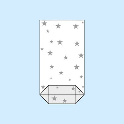 Sacchetti a fondo incrociato, plastica OPP, con stelle 95 x 160 mm