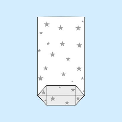 Sacchetti a fondo incrociato, plastica OPP, con stelle 145 x 235 mm