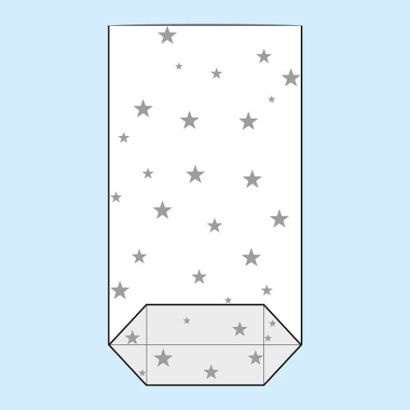 Sacchetti a fondo incrociato, plastica OPP, con stelle 180 x 300 mm