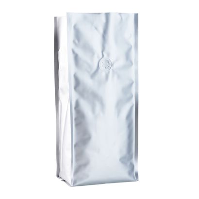 Sacchetto caffè con valvola di protezione dell'aroma, argento 375 x 140 mm