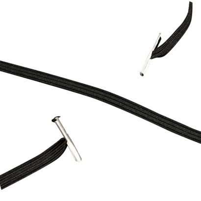 Cordino elastico piatto con 2 capicorda nero  | 340 mm