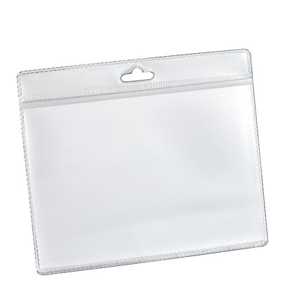 Buste porta badge A7, formato orizzontale, PVC morbido con euro slot 
