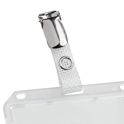 Clip per targhette portanome, rinforzato con fili 