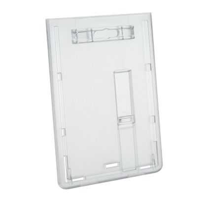 Buste porta badge in plastica dura con cursore trasparente, formato verticale 