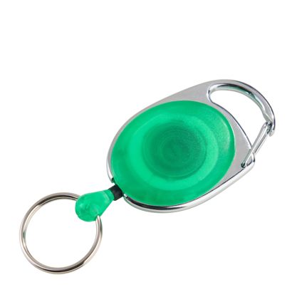Portachiavi estensibile con anello verde|trasparente 