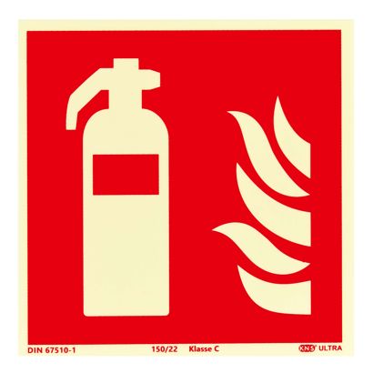 Cartello Estintore, fotoluminescente, plastica, ISO 7010 150 x 150 mm