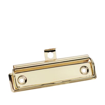 Morsetto per appunti in metallo con appendino, 100 x 30 mm, ottonato 100 x 30 mm | con gancio scorrevole