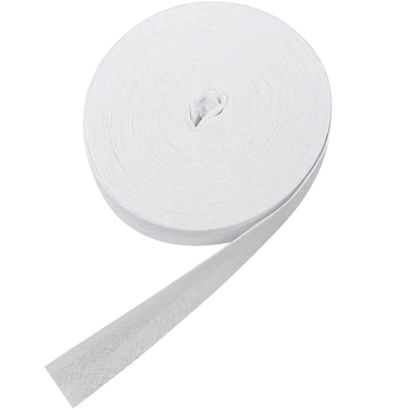 Nastro sbieco, cotone, 20 mm, bianco (rotolo con 25 m) 