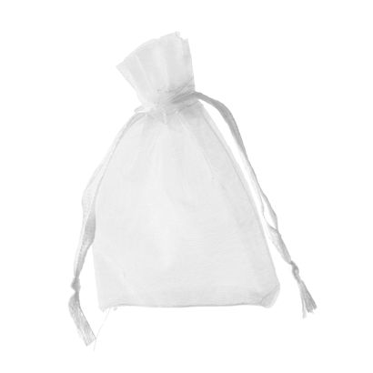 Sacchetti di organza con chiusura a nastro in raso bianco  | 50 x 70 mm 