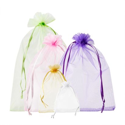 Sacchetti di organza con chiusura a nastro in raso 
