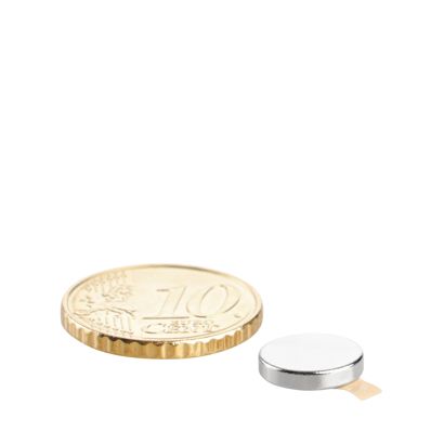 Disco magnetico al neodimio, autoadesivo null | 10 mm x 2 mm | null