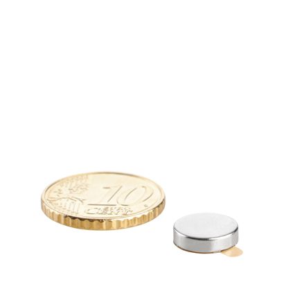 Disco magnetico al neodimio, autoadesivo null | 10 mm x 2,5 mm | null