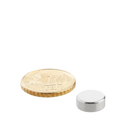 Disco magnetico al neodimio 10 mm x 4 mm | N35, assiale (parallelo all'altezza)