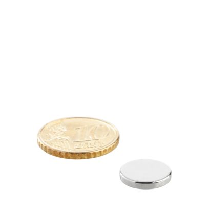 Disco magnetico al neodimio 12 mm x 2 mm | N35, assiale (parallelo all'altezza)