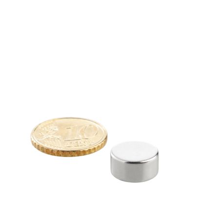 Disco magnetico al neodimio 12 mm x 6 mm | N45, assiale (parallelo all'altezza)