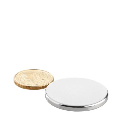 Disco magnetico al neodimio 30 mm x 3 mm | N45, assiale (parallelo all'altezza)