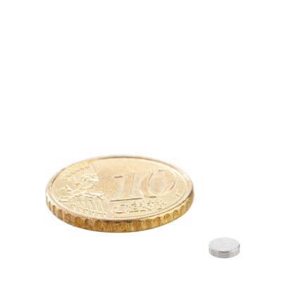 Disco magnetico al neodimio 4 mm x 1 mm | N45, assiale (parallelo all'altezza)
