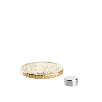 Disco magnetico al neodimio 6 mm x 3 mm | N45, assiale (parallelo all'altezza)