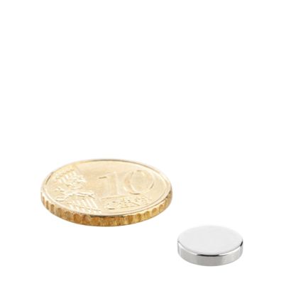 Disco magnetico al neodimio 9,5 mm x 2 mm | N35, assiale (parallelo all'altezza)