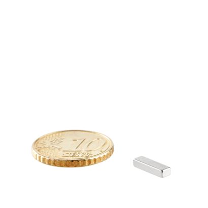 Blocchetto magnetico al neodimio, nichelato 10 x 3 mm | 2 mm