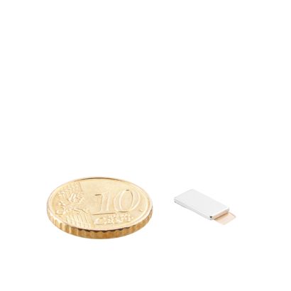Cuboide magnetico al neodimio, autoadesivo, nichelato 10 x 5 mm | 1 mm