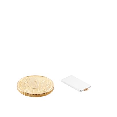 Cuboide magnetico al neodimio, autoadesivo, nichelato 15 x 8 mm | 1 mm