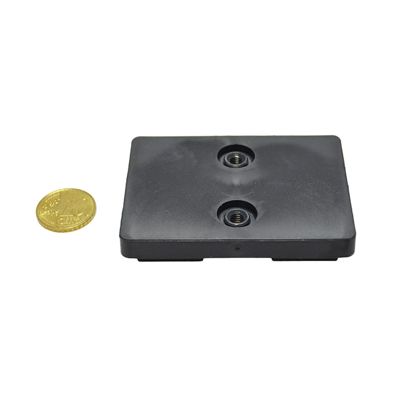 Magnete gommato con 2 filettature interne, rettangolare 70 x 50 x 13 mm, forza di tenuta 29 kg null | 2x M5x4,9 mm | 29 kg