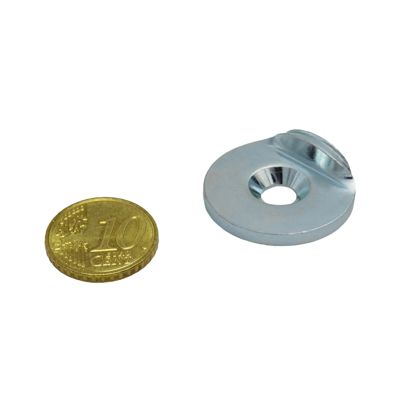 Disco di metallo con bordo di arresto di 90°, con foro svasato,  27 mm diametro 