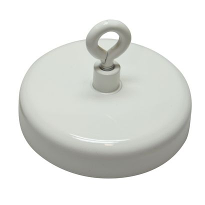 Magnete ad occhiello in ferrite, tiene circa 61 kg,  80 mm diametro, bianco 