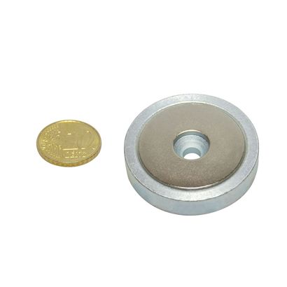 Magnete con base in acciaio con foro svasato da avvitare, al neodimio 40 mm | 58,2 kg | null