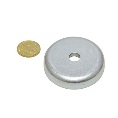 Magnete con base in acciaio con foro svasato da avvitare, al neodimio 47 mm | zincato  | 75.6 kg