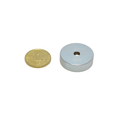 Magneti in SmCo con base con foro svasato 25 mm