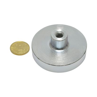 Magnete con base in acciaio con boccola filettata, al neodimio 50 mm | null
