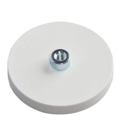 Magneti gommati con boccola filettata bianco  | 43 mm | M4 