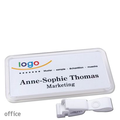Targhette portanome clip Office Clip di aggancio senza metallo | null | 75 x 37 mm