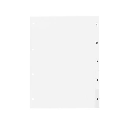 Divisori per raccoglitori formato A4, 5 parti (1-5), bianco (1 set) 