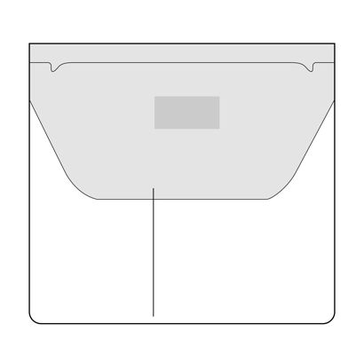 Tasche rettangolari, 109 x 100 mm con patta di chiusura, 2 compartimenti, con livello di riempimento 
