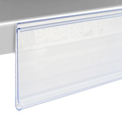 Profilo portaprezzi DBR autoadesivo con bordo di presa 18 mm | 1000 mm | trasparente  | per incollare (nastro in schiuma) 