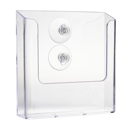 Porta brochure da parete con ventose, polistirolo, trasparente PTJ1, 1 x A5