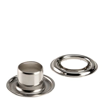 Occhielli per teloni inossidabili, autoperforanti, ottone Occhielli tondi #2L (⌀ 9,2 mm) con gambo lungo da 9 mm  | argento 