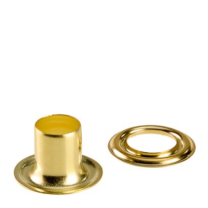 Occhielli per teloni inossidabili, autoperforanti, ottone null | Occhielli tondi #2XL (⌀ 9,2 mm) con gambo extra lungo da 11,5 mm